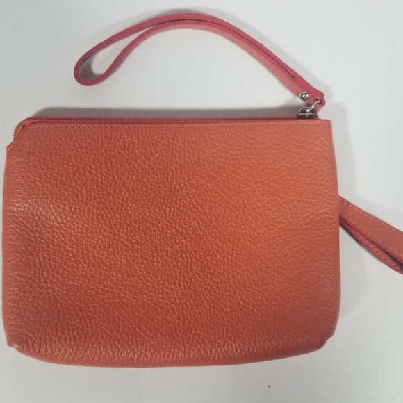 Valentina Genuine Leather Spiced Orange Wristslet - Made In Italy EUC - Picture 2 of 9